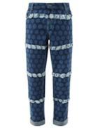 Charles Jeffrey Loverboy - Runes Distressed Spot-print Denim Jeans - Mens - Indigo