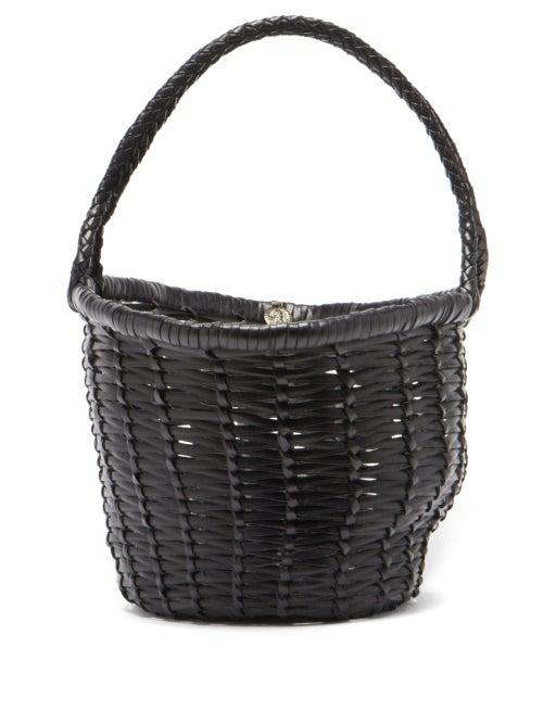 Ladies Bags Dragon Diffusion - Jane Birkin Small Woven-leather Basket Bag - Womens - Black
