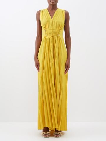 Zeus + Dione - Esther Pleated-crepe Maxi Dress - Womens - Mid Yellow