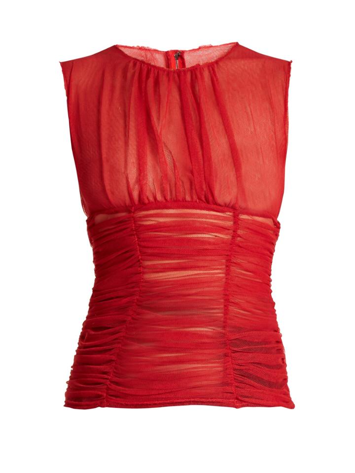 Dolce & Gabbana Round-neck Gathered Sheer Top