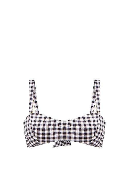 Cossie + Co - The Isla Gingham Bandeau Bikini Top - Womens - Black White