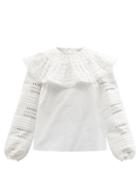Ladies Rtw Sea - Lina Eyelet-lace Cotton-poplin Blouse - Womens - Cream