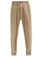 Matchesfashion.com Etro - Elasticated-waist Striped Linen Trousers - Mens - Beige Multi