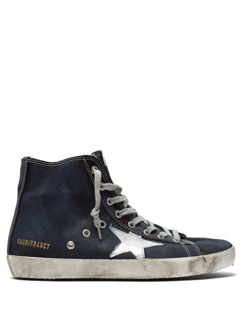 Matchesfashion.com Golden Goose Deluxe Brand - Francy High Top Denim Trainers - Womens - Navy