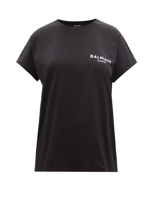 Ladies Rtw Balmain - Logo-print Cotton-jersey T-shirt - Womens - Black