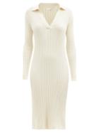 Skin - Makaya Ribbed Cotton-blend Polo Dress - Womens - Cream