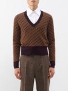 Ben Cobb X Tiger Of Sweden - Cobera Cropped Merino-jacquard Sweater - Mens - Brown Multi