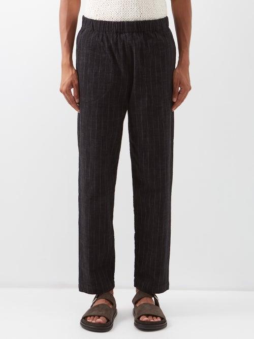 Barena Venezia - Bioto Bosema Pinstriped Canvas Trousers - Mens - Navy Stripe