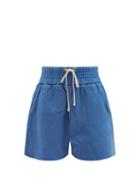 Les Tien - Yacht Fleece-back Cotton Shorts - Womens - Blue
