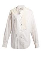 Matchesfashion.com Loewe - Lace Trimmed Asymmetric Shirt - Womens - White