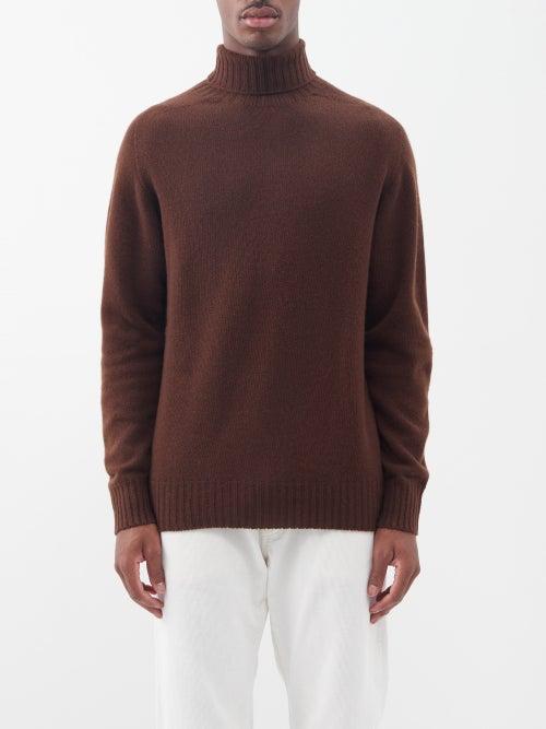 Officine Gnrale - Roll-neck Wool-blend Sweater - Mens - Brown