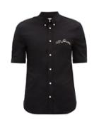 Matchesfashion.com Alexander Mcqueen - Brad Pitt Logo-embroidered Cotton-blend Shirt - Mens - Black