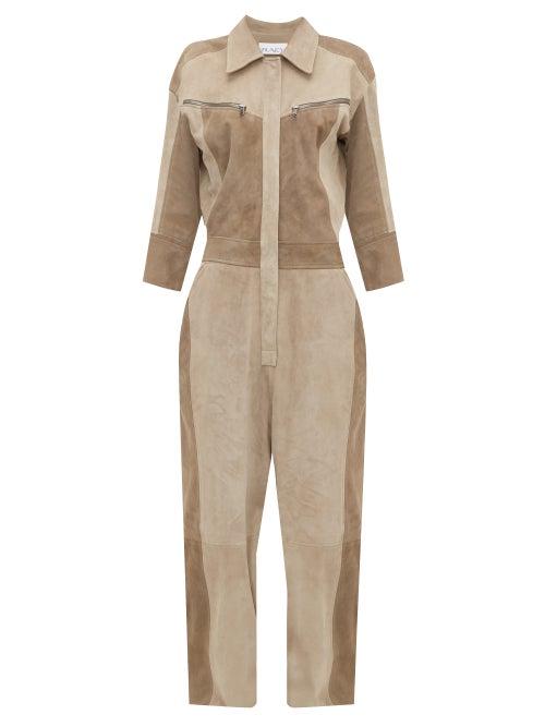 Matchesfashion.com Raey - Patchwork Suede Jumpsuit - Womens - Grey Multi