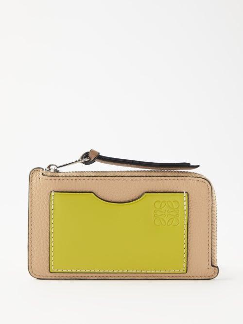 Loewe - Anagram-debossed Leather Cardholder - Womens - Beige Multi