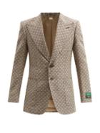 Matchesfashion.com Gucci - G-logo Jacquard Single-breasted Wool Jacket - Mens - Brown