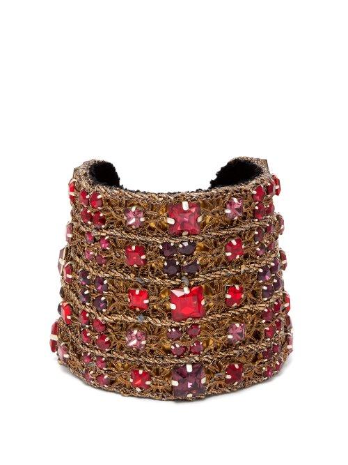 Matchesfashion.com Rebecca De Ravenel - Carmen Embellished Cuff - Womens - Red
