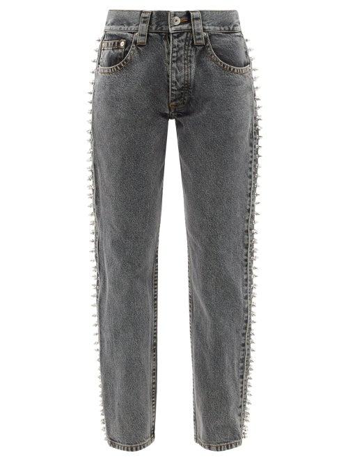 Vaquera - Studded Straight-leg Jeans - Womens - Grey