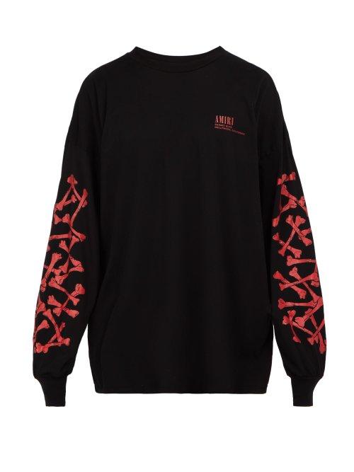 Matchesfashion.com Amiri - Bone Print Cotton T Shirt - Mens - Black