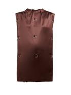 Matchesfashion.com Raf Simons - O Ring Embellished Satin Tank Top - Womens - Brown