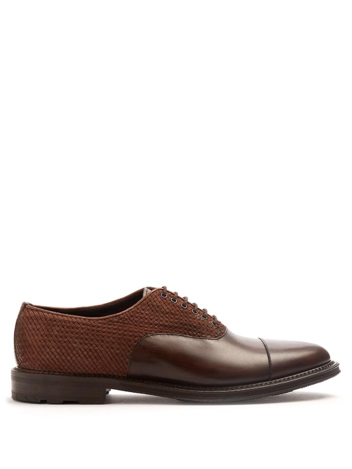 Fratelli Rossetti Woven Suede And Leather Derby Shoes