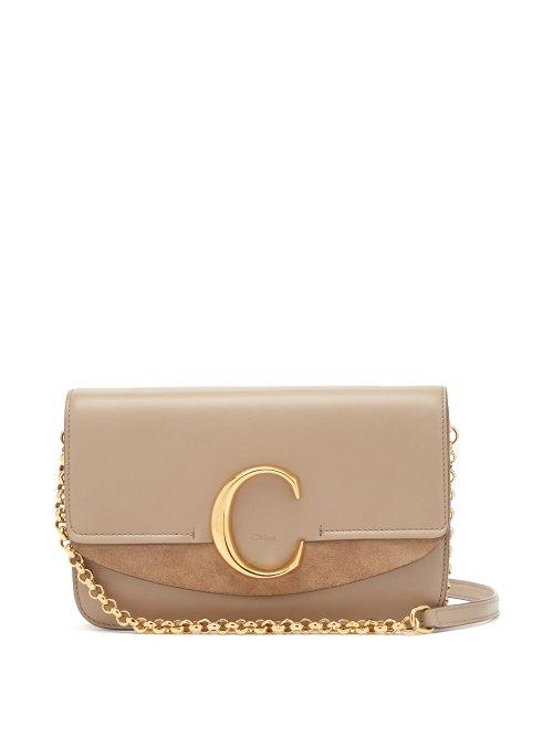 Matchesfashion.com Chlo - The C Mini Leather And Suede Cross Body Bag - Womens - Grey