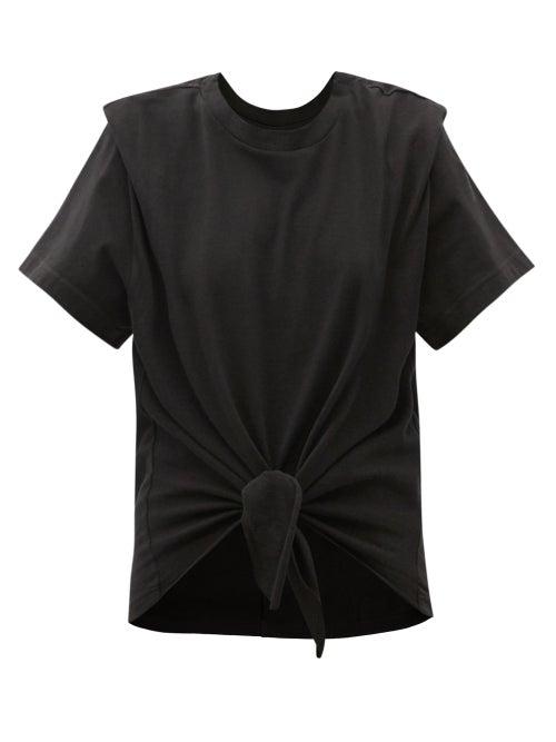 Matchesfashion.com Isabel Marant - Zelito Tie-front Cotton T-shirt - Womens - Black
