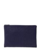 Matchesfashion.com Bottega Veneta - Intrecciato Leather Pouch - Mens - Navy