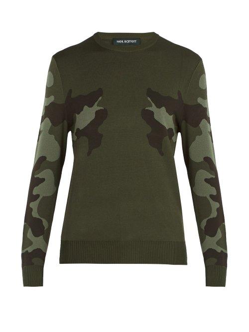 Matchesfashion.com Neil Barrett - Mirrored Camouflage Print Sweater - Mens - Khaki