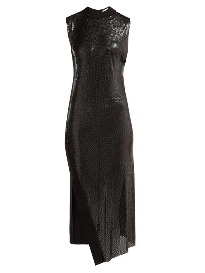 Paco Rabanne Slit-hem Metal Mesh And Jersey Midi Dress
