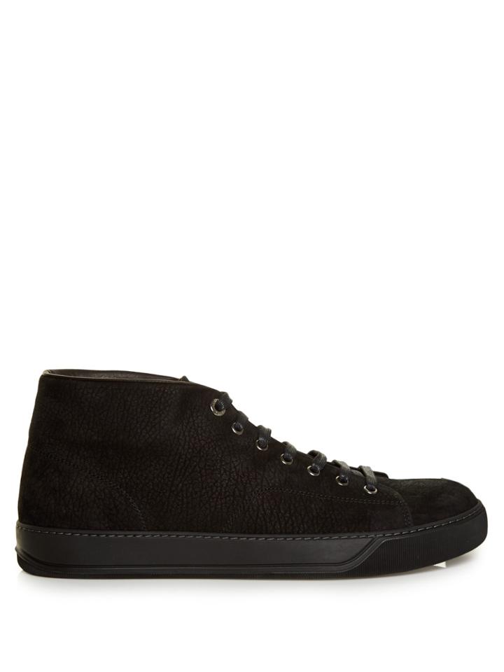 Lanvin Mid-top Grained-suede Trainers