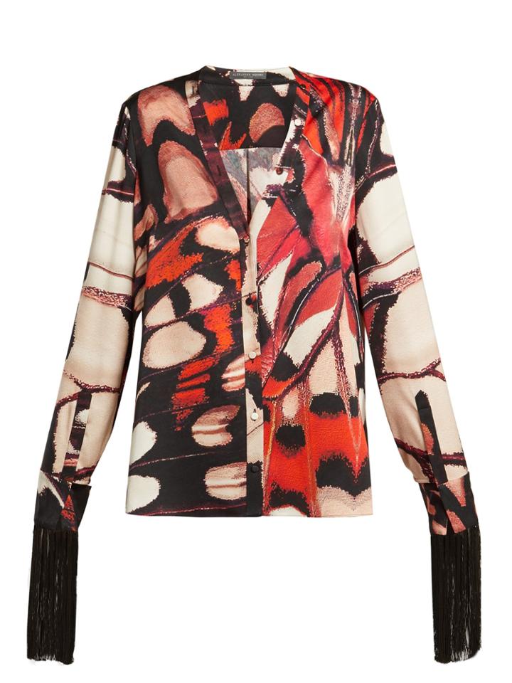 Alexander Mcqueen Butterfly-print Silk Blouse