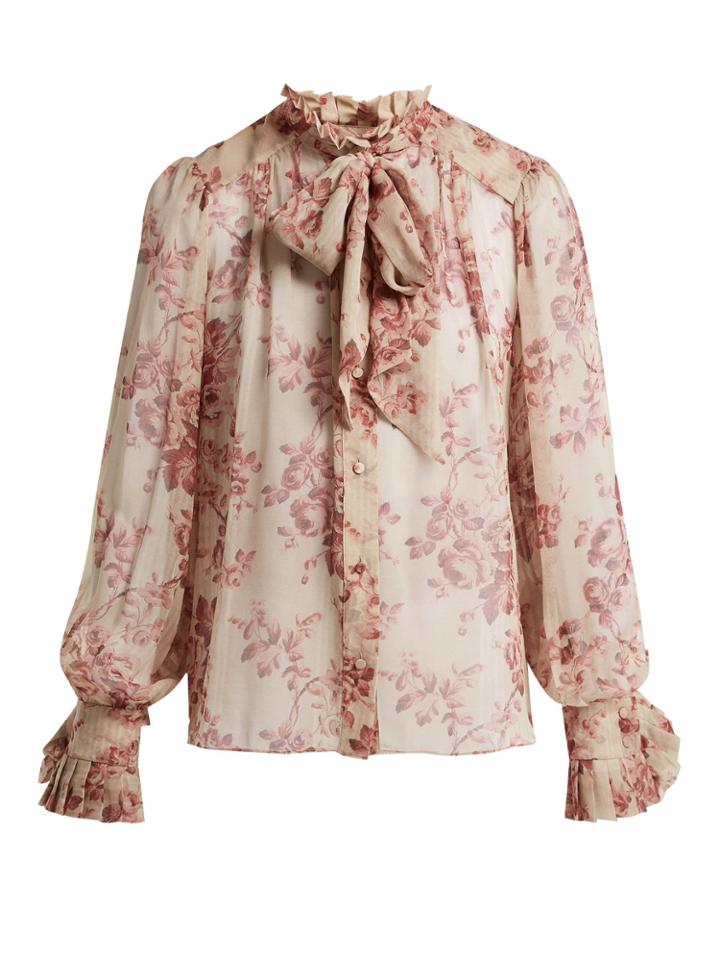 Zimmermann Unbridled Floral-print Silk Blouse