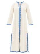 Matchesfashion.com Le Sirenuse, Positano - Brenda Split-hem Embroidered Cotton Kaftan - Womens - Cream