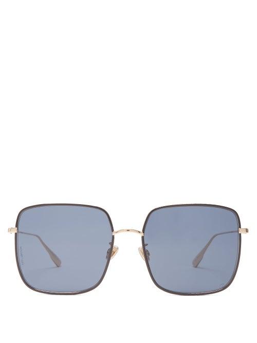 Matchesfashion.com Dior Eyewear - Diorbydior Chain Edge Square Metal Sunglasses - Womens - Blue