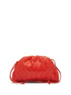 Matchesfashion.com Bottega Veneta - The Pouch Small Intrecciato Leather Clutch - Womens - Red