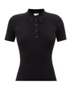 Joostricot - Ribbed Organic Cotton-blend Polo Shirt - Womens - Black