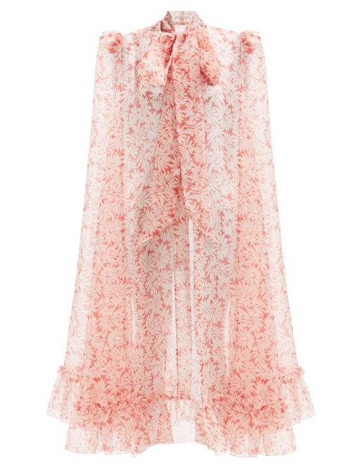 Ladies Rtw The Vampire's Wife - The Crusader Ursinia Bloom-print Silk-organza Cape - Womens - Red White