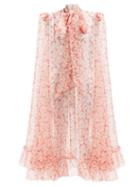 Ladies Rtw The Vampire's Wife - The Crusader Ursinia Bloom-print Silk-organza Cape - Womens - Red White