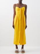 Three Graces London - Sage Button-front Linen Dress - Womens - Mustard