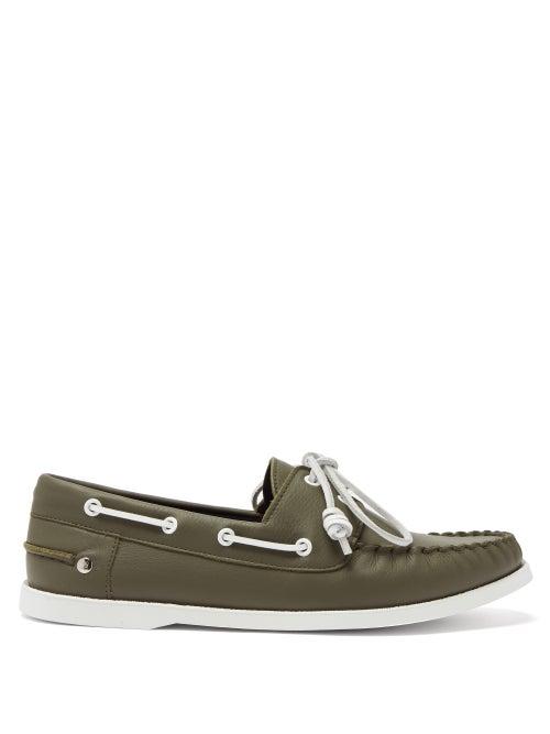 Matchesfashion.com Loewe - Lace-up Leather Deck Shoes - Mens - Khaki