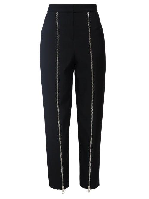 Alexander Mcqueen - Zip-front High-waisted Wool Trousers - Womens - Black