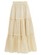 Matchesfashion.com Lisa Marie Fernandez - Gathered Linen Midi Skirt - Womens - Beige