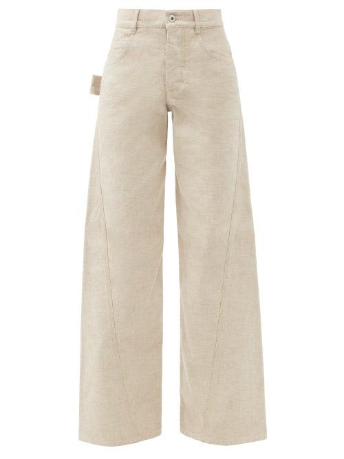 Matchesfashion.com Bottega Veneta - Twisted-seam Wide-leg Jeans - Womens - Ivory