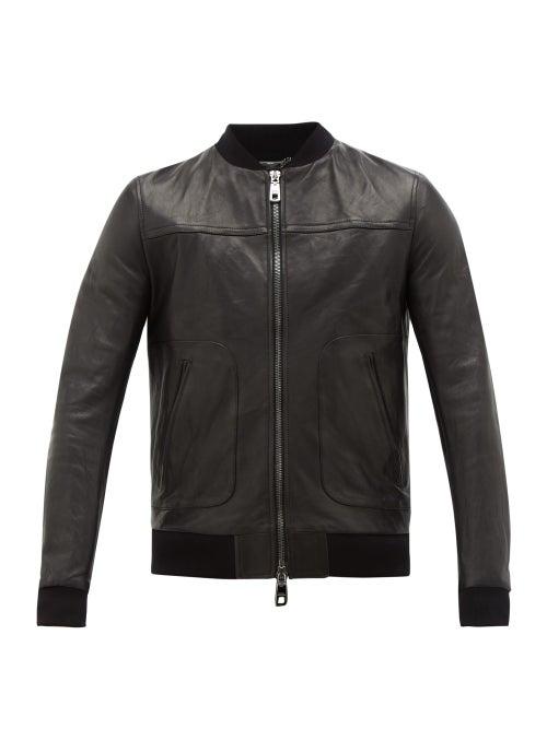Matchesfashion.com Dolce & Gabbana - Leather Bomber Jacket - Mens - Black