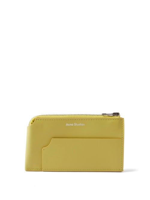 Acne Studios - Zipped Leather Cardholder - Womens - Light Green