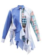 Matchesfashion.com Marques'almeida - Patchwork Godet Upcycled Cotton-poplin Shirt - Womens - Blue Multi
