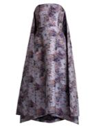 Osman Athena Strapless Brocade Midi Dress