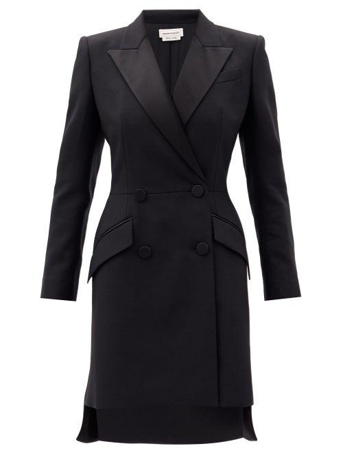 Matchesfashion.com Alexander Mcqueen - Double-breasted Wool-blend Blazer Mini Dress - Womens - Black