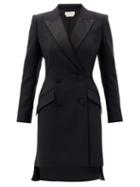 Matchesfashion.com Alexander Mcqueen - Double-breasted Wool-blend Blazer Mini Dress - Womens - Black