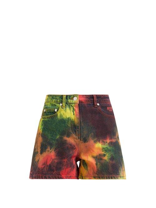 Matchesfashion.com Msgm - Tie Dye Denim Shorts - Womens - Multi